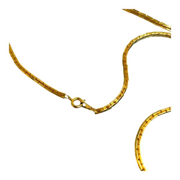 Vintage Gold Tone Square Line Chain Necklace - Picture 4 of 4